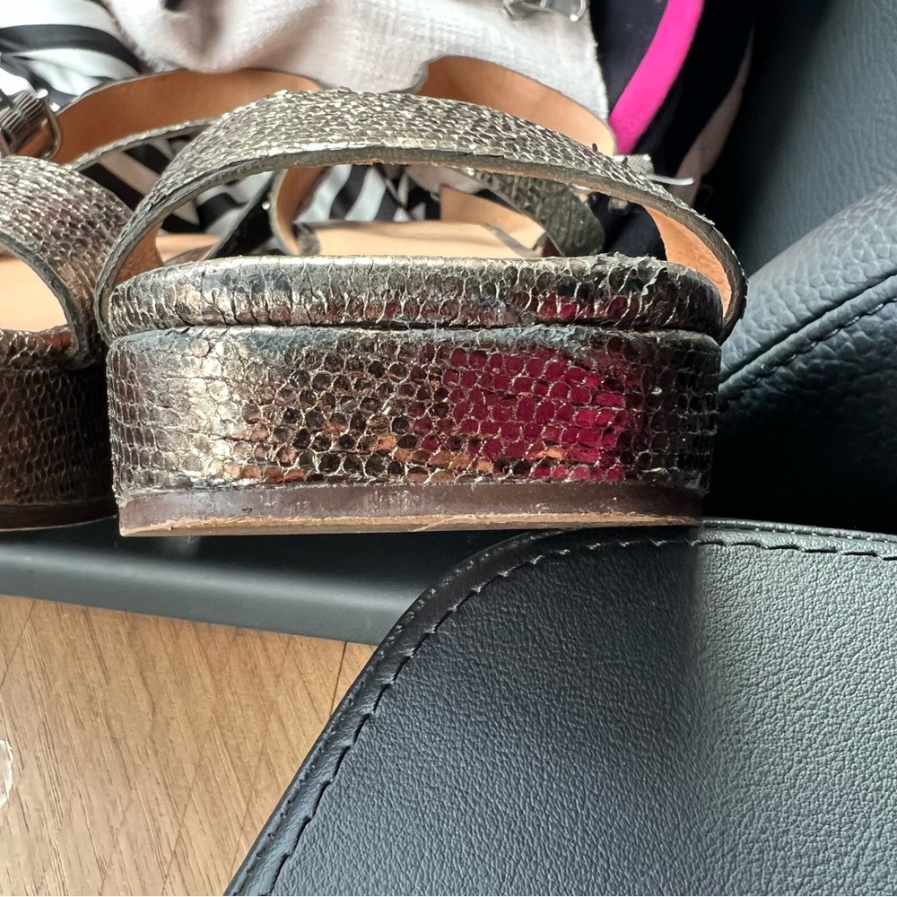 Madewell Lina Pewter Metallic Block Heel Platform Sandals - Picture 4 of 5